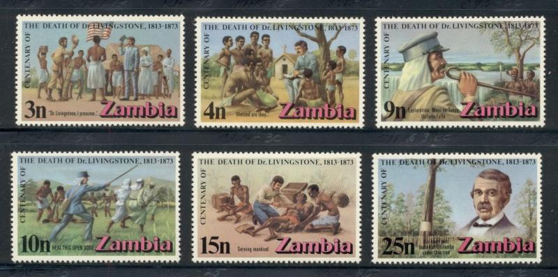 Zambia Scott #99-104 MNH H. M. Stanley Dr. Livingstone CV$3+