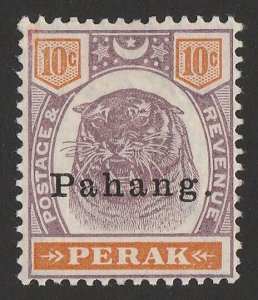 MALAYA - STATES Pahang 1898 Tiger 10c dull purple & orange.