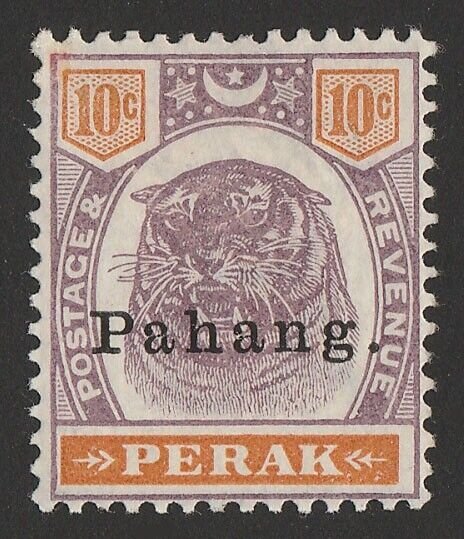 MALAYA - STATES Pahang 1898 Tiger 10c dull purple & orange.