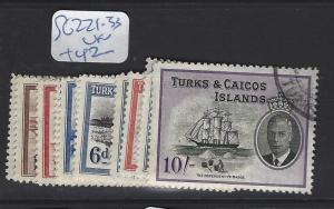 TURKS AND CAICOS  (P3006BB)  KGVI  SET TO 10/-  SG 221-233       VFU