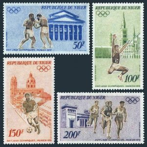 Niger C187-C190,MNH.Mi 331-334. Olympics Munich-1972.Boxing,Jump,Soccer,Running.