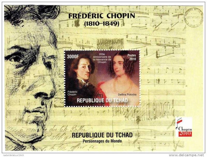 Chad 2010 Frederic Chopin (4) s/s Perforated mnh.vf