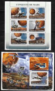 Comoro Islands 1009-10 Space and Mars Probes Mint NH