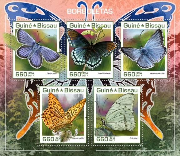 GUINEA BISSAU - 2017 - Butterflies - Perf 5v Sheet - MNH