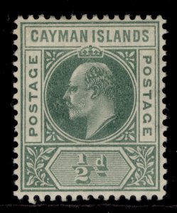 CAYMAN ISLANDS EDVII SG8, ½d green, M MINT. Cat £12.