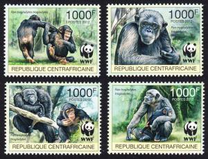 Central African Rep. WWF Chimpanzee Pan troglodytes troglodytes 4v