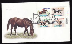 Canada-Sc#1794a-UR plate block on FDC-Canadian Horses-Animals-1999-