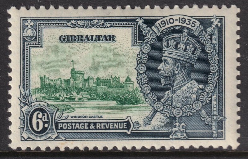 Gibraltar Sc# 102 KGV 1935 Silver Jubilee 6 pence issue MLMH CV $11.00