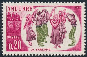 Andorra (French) 1963 Andorran History 20c La Sardane (Dance) SGF186 MNH
