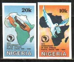 1990 Nigeria 545-56 imperf. / Post pigeon rare