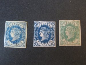 Spain 1862 Sc 55,57,60 MH