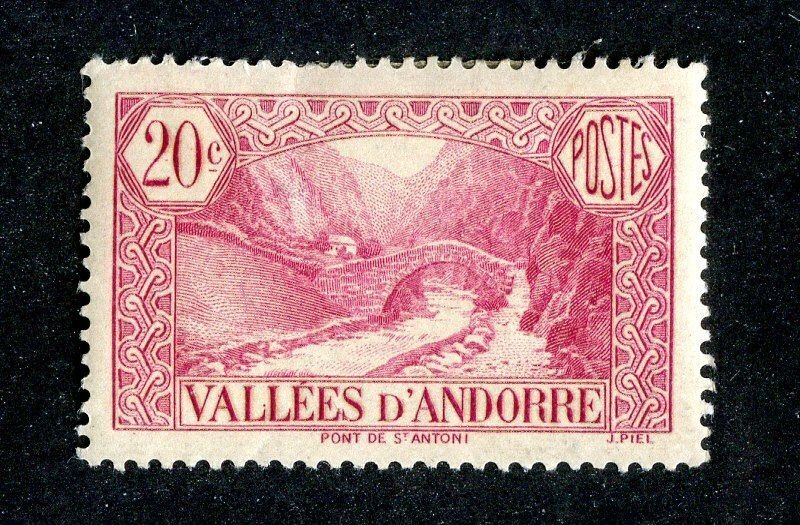1932 French Andorra Sc # 29 mlh* cv. $12 ( 2497 WX )