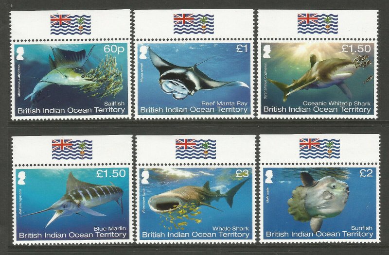 British Indian Ocean Territory (BIOT) 2017 Sharks Set MNH unmounted mint