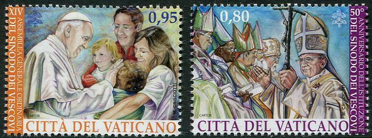 HERRICKSTAMP NEW ISSUES VATICAN CITY Sc.# 1596-97 50th Anniv. Synod of Bishops