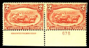 U.S. #286 MINT PL# PAIR OG HR