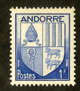 FRENCH ANDORRA 114 MNH SCV $.95 COATS OF ARMS