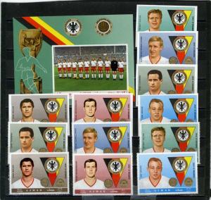 AJMAN 1969 SOCCER/FAMOUS GERMAN PLAYERS 2 SETS OF 6 STAMPS & S/S MNH