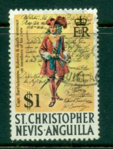 St Christopher Nevis Anguilla 1972 Pictorials, Pirates $1 FU