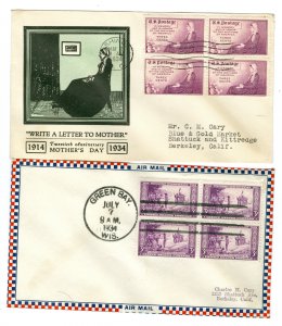 Scott 737, 739 1934 3c First Day Covers Cat $3.20