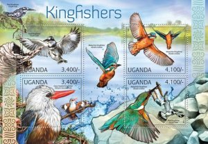 UGANDA - 2012 - Kingfishers - Perf 4v Sheet - Mint Never Hinged