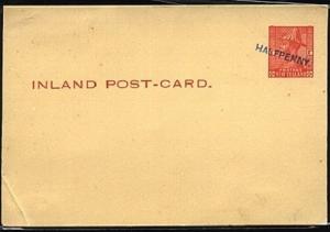 NEW ZEALAND GV 1d postcard handstamped HALFPENNY.........................19458