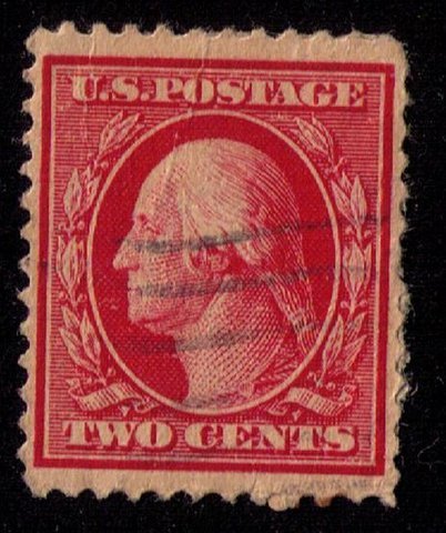 US Sc 332 USED Washington Crease L Center 2c F-VF