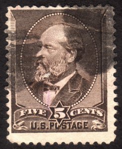 1882, US 5c, James A. Garfield, Used, thin, Sc 205