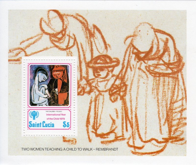 St.Lucia 1979 Sc#477 Year of The Child (ICY) PICASSO-REMBRANDT S/S (1) MNH