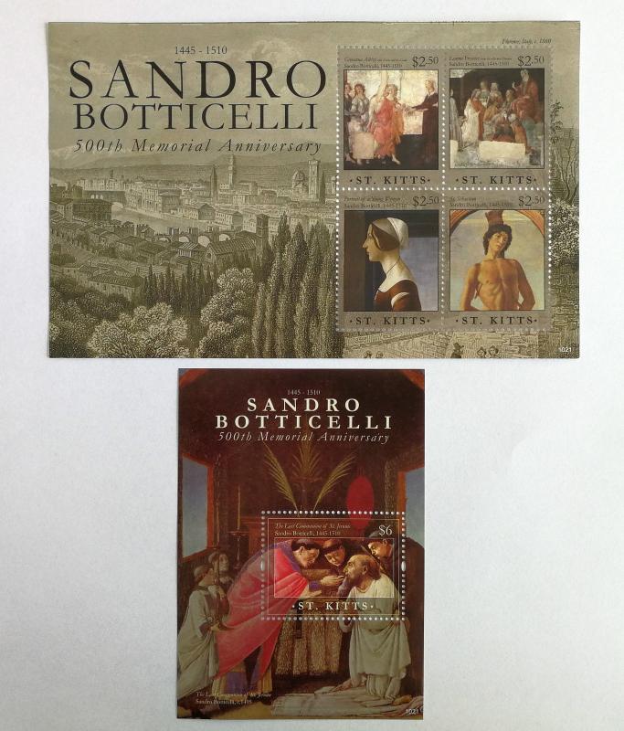 St. Kitts 2011** Klb.1156-59, Bl.104. Sandro Botticelli MNH [16,80]