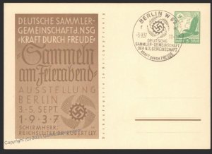 3rd Reich Germany 1937 Berlin KdF Show Ganzsachen Postal Card G103610