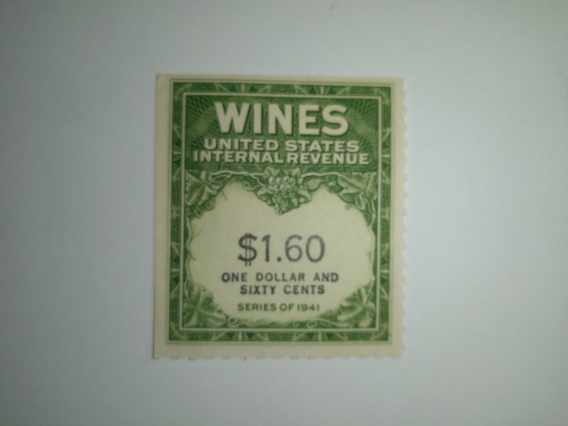 SCOTT #RE149 ONE DOLLAR AND SIXTY CENTS MNH WINE STAMP IMPERF FREE SHIPPING