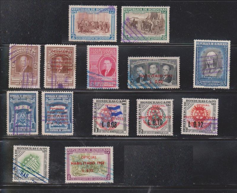 HONDURAS Lot Of 14 Used Stamps - Some With Overprints