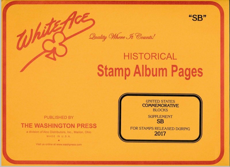 WHITE ACE 2017 US Commemorative Blocks Stamp Album Supplement SB