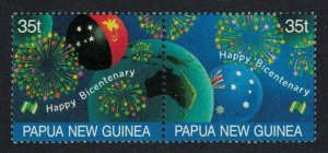 Papua NG Bicentennial of American Settlement 2v pair 1988 MNH SC#696 a.b.c