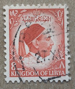 Libya 1952 8m King Idris, used. Scott 138, CV $0.55