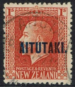 AITUTAKI 1917 KGV 1/- PERF 14 X 13.5 USED 