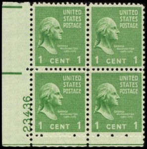 US #804 WASHINGTON MNH LL PLATE BLOCK #23436