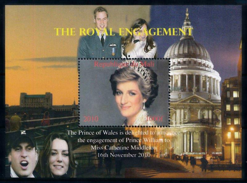 [76522] Mali 2010 Royal Engagement Prince William & Kate Diana Sheet MNH