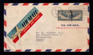 US SCOTT C24 POSTAL COVER 1941 MILWAUKEE WISCON. To SWEDEN  GREAT CONDITION
