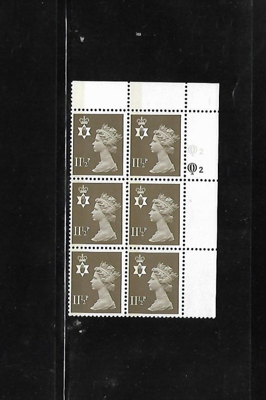 Great Britain Stamps: Northern Ireland: #NIMH16; 11½p Machin UR# Blk/6 (2/2) MNH