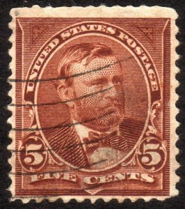 1895, US 5c, Grant, Used, faulty, Sc 270