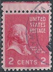 US 806 (used, 2018 cancel) 2¢ John Adams, rose carmine (1938)