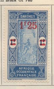 FRENCH COLONY  DAHOMEY;  1924 early surcharged issue Mint hinged 1.25Fr. value