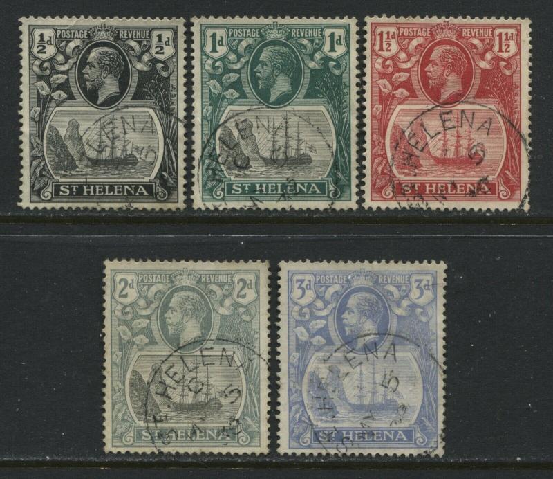 St. Helena KGV 1922 1/2d to 3d used
