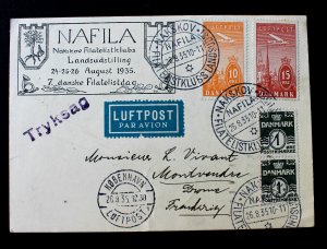 Denmark C6,C7,220 Cover NAFILA  Nakskov-Filatelistklubs Aug 26, 1935