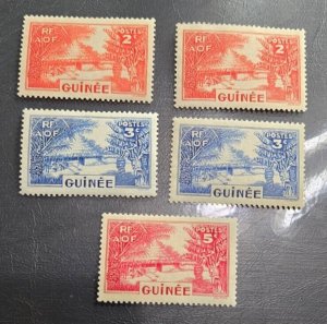 Stamp French Guinea 1938 A7 #128, 129 & 131 MNH set of 5