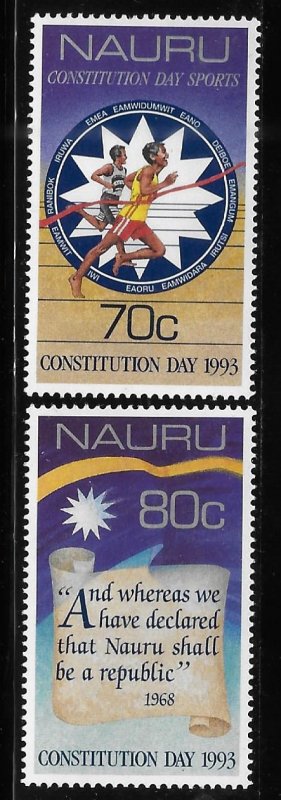 Nauru 1993 Constitution Day 15th anniv Sc 400-401 MNH A1735