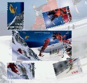 Finland 2008 Winter sport hight technology 3D-printing stamp set in block MNH