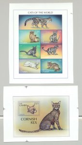 Gambia 1997 Cats 1v M/S of 6 & 1v S/S Chromalin Proofs