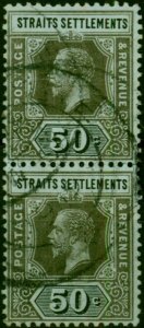 Straits Settlements 1918 50c Olive Back SG209a Fine Used Pair
